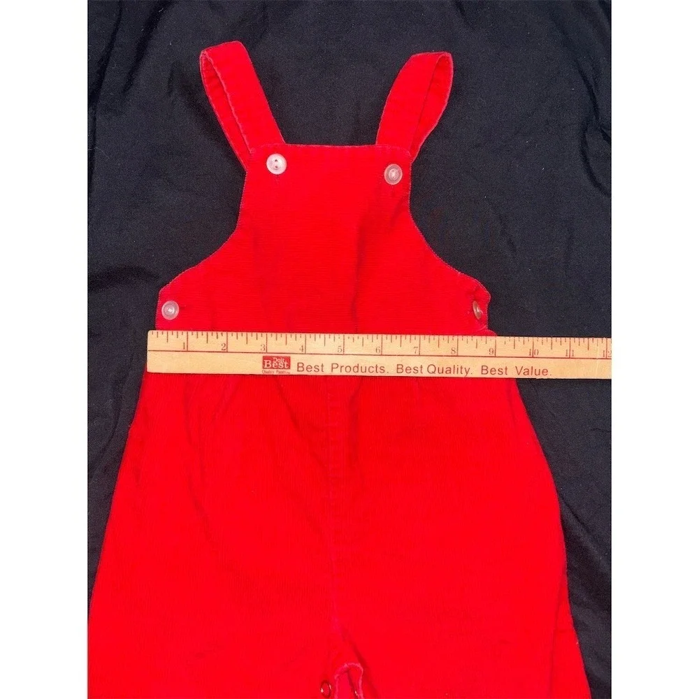 Vtg Toddletime JC Penney Baby Bib Overalls Romper Red Unisex 18M Japan Christmas